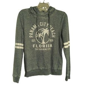 Panama City Beach Florida lightweight hoodie sweatshirt arm stripes SIZE LARGE